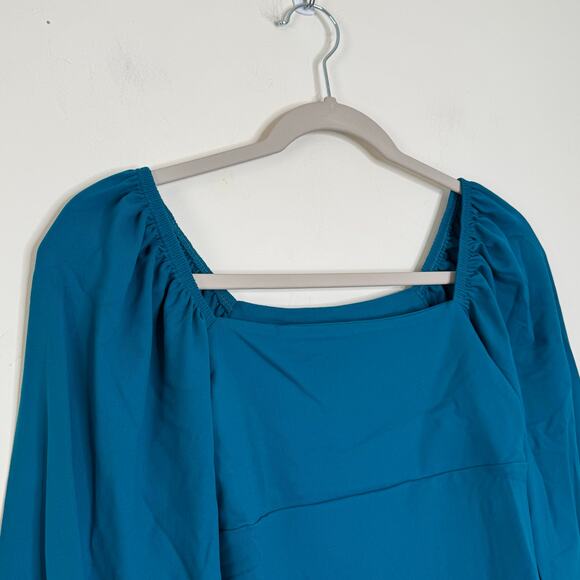 Susana Monaco Square Neck Gathered Sleeve Top in Sea Green NWT Size Medium - Picture 2 of 10